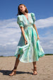 QARA MINT CANDY TIE DYE MIDI DRESS