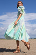 QARA MINT CANDY TIE DYE MIDI DRESS