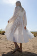 PANDORA MIXED EYELET OFF WHITE MIDI DRESS