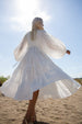 PANDORA MIXED EYELET OFF WHITE MIDI DRESS