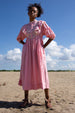 CINNABAR LINEN RANDOM DOT BABY PINK MIDI DRESS