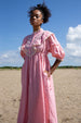 CINNABAR LINEN RANDOM DOT BABY PINK MIDI DRESS