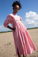 CINNABAR LINEN RANDOM DOT BABY PINK MIDI DRESS