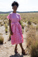 DOMINIQUE RUFFLE RANDOM DOT BABY PINK MIDI DRESS