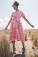 DOMINIQUE RUFFLE RANDOM DOT BABY PINK MIDI DRESS