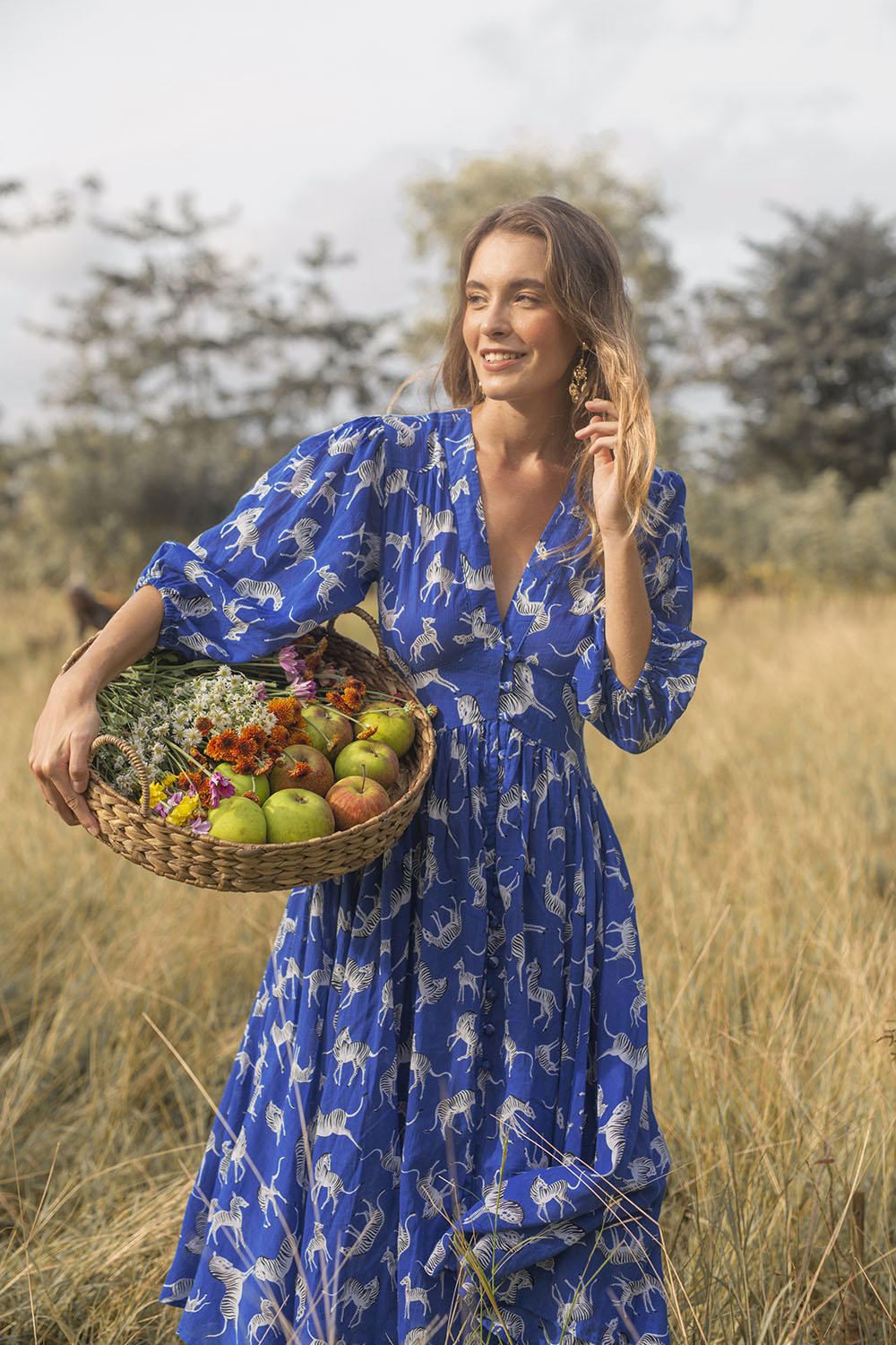 ABELLE DRESS ZEBRA INDIGO