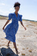 QARA CROSS DOT INDIGO MIDI DRESS