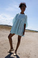 MADHU SEERSUCKER TURQUOISE MINI DRESS
