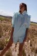TORY SCALLOP SEERSUCKER TURQUOISE SHORT