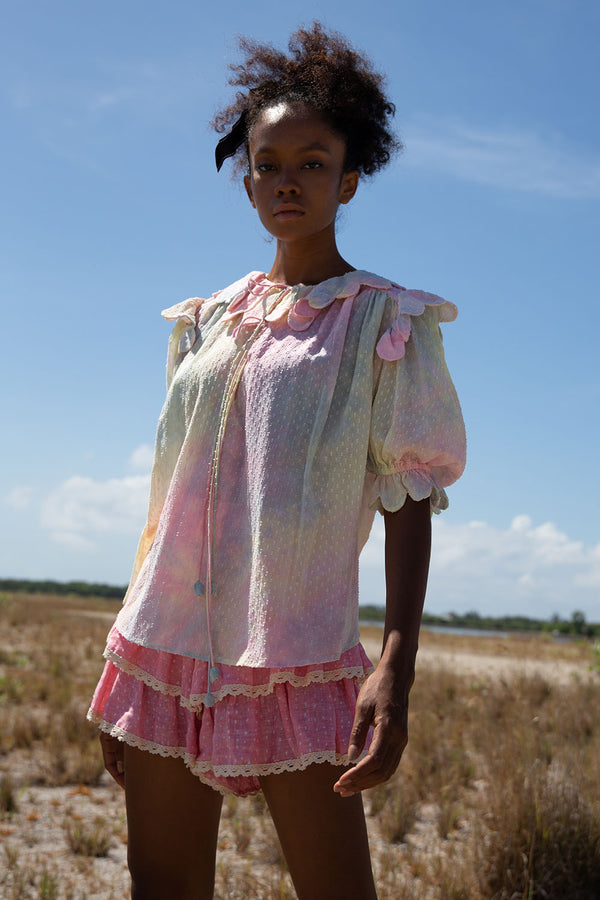 GABRIELLE LINEN RANDOM DOT BABY PINK SHORT