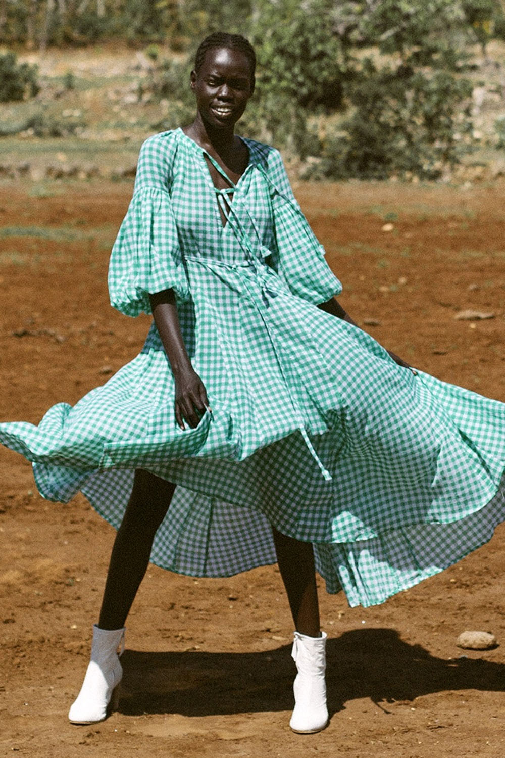 ALLURE MAXI DRESS GINGHAM EMERALD