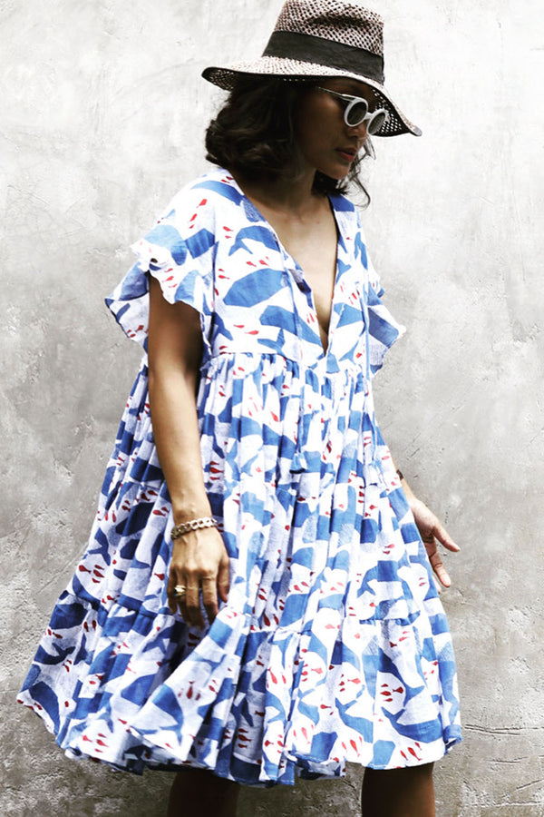 PIXIE BOO DRESS WHALE BLUE