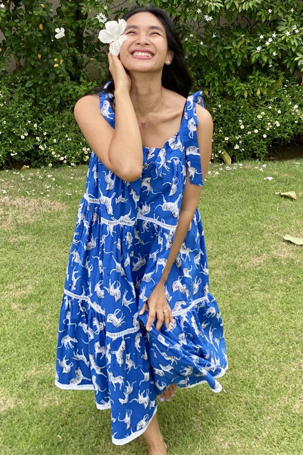 MARGOT DRESS ZEBRA INDIGO
