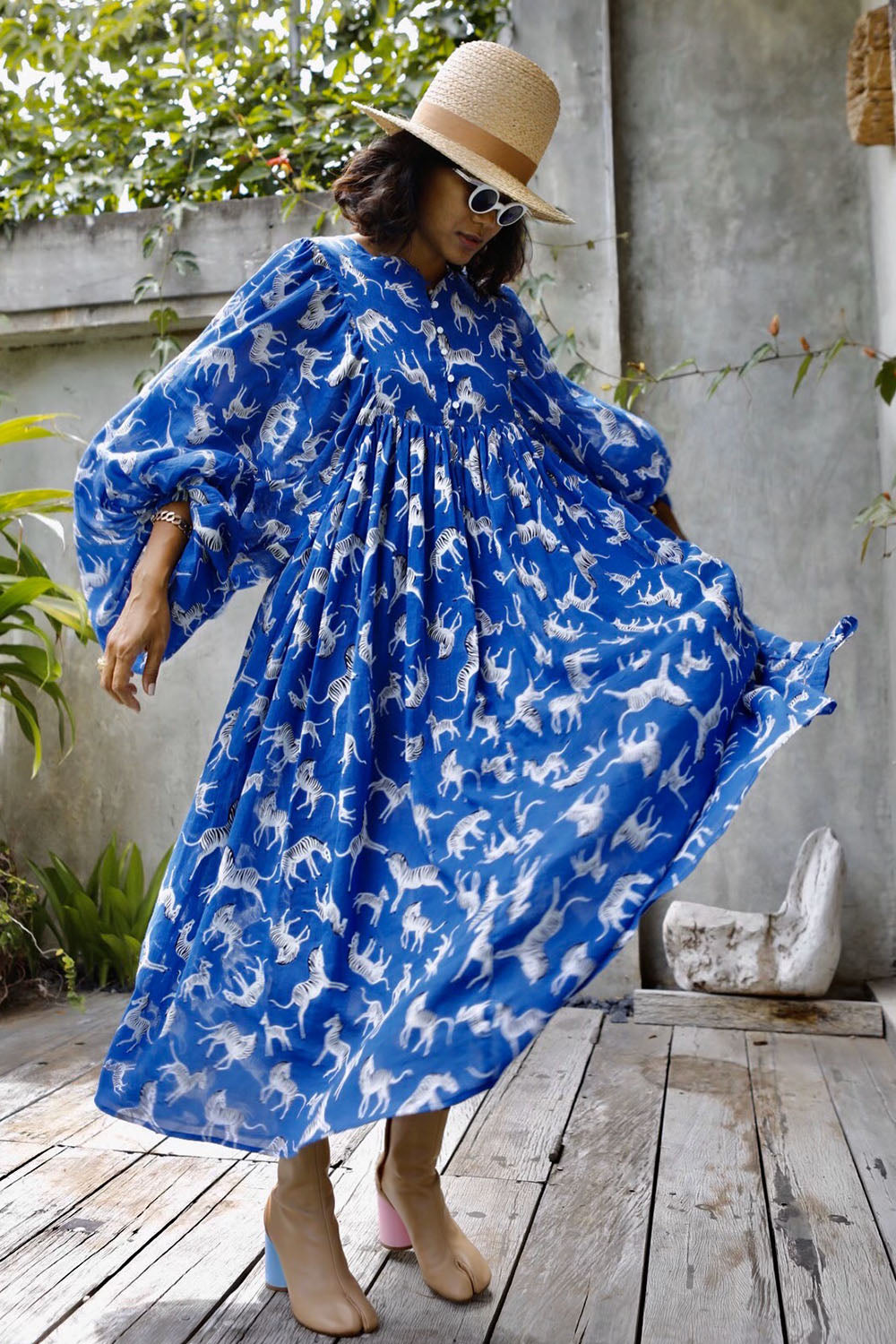 SARA SMITH DRESS ZEBRA INDIGO