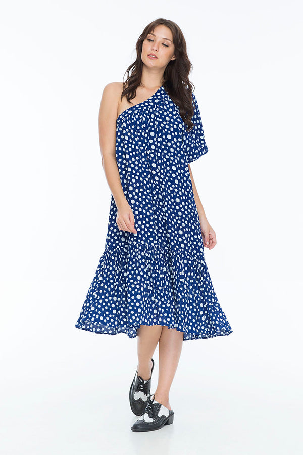ELOISE DRESS POLKA INDIGO