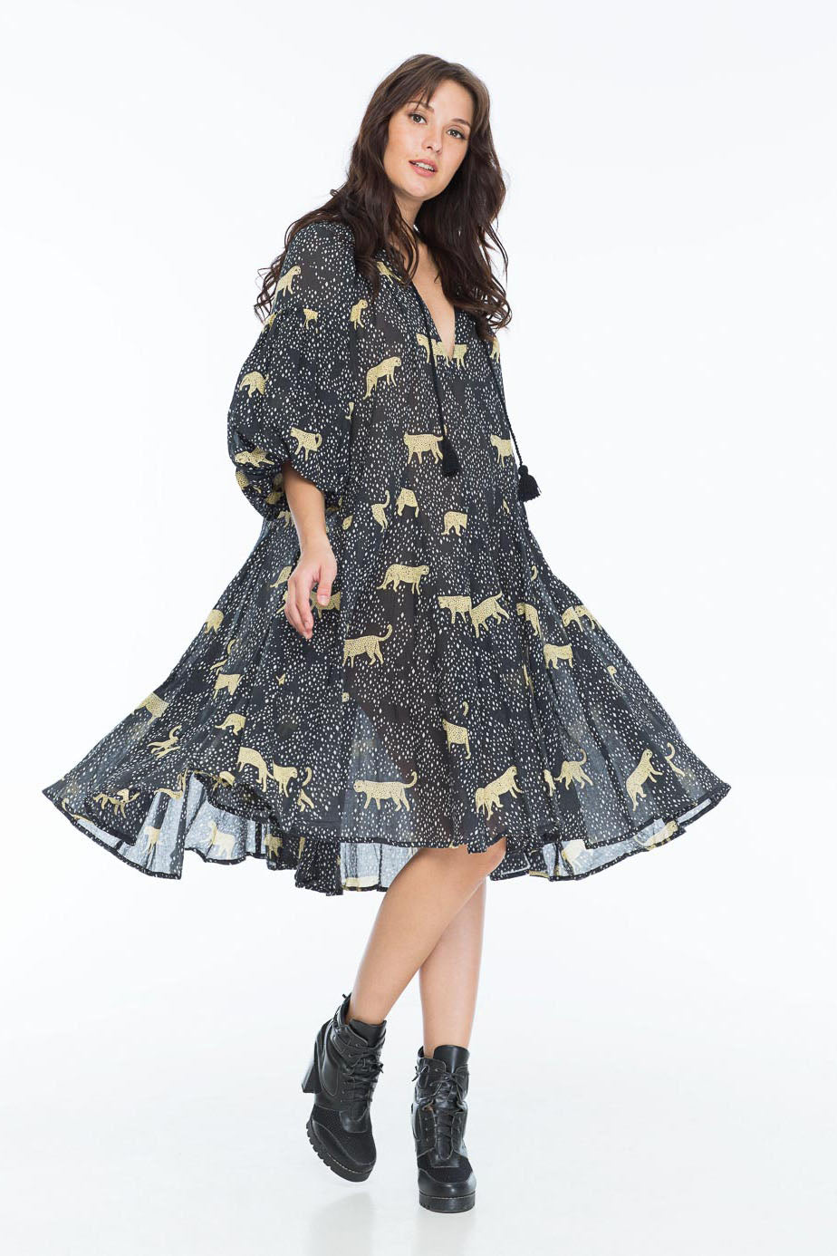 JENNA HIPP DRESS LEOPARD DIAMOND NOIR
