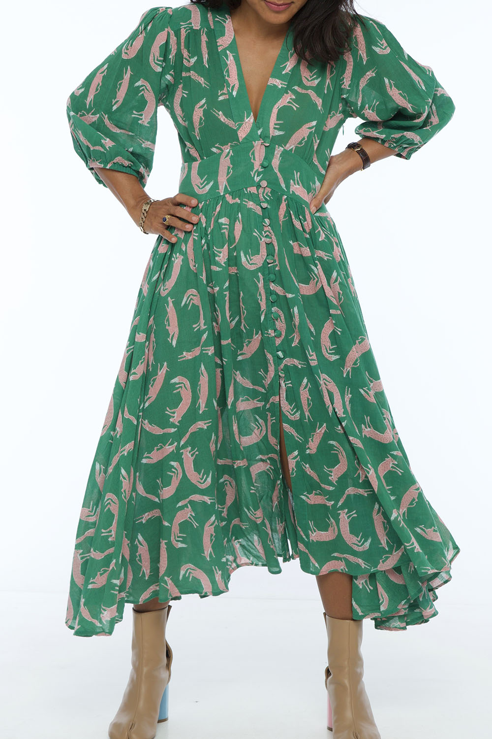 ABELLE DRESS FOX EMERALD